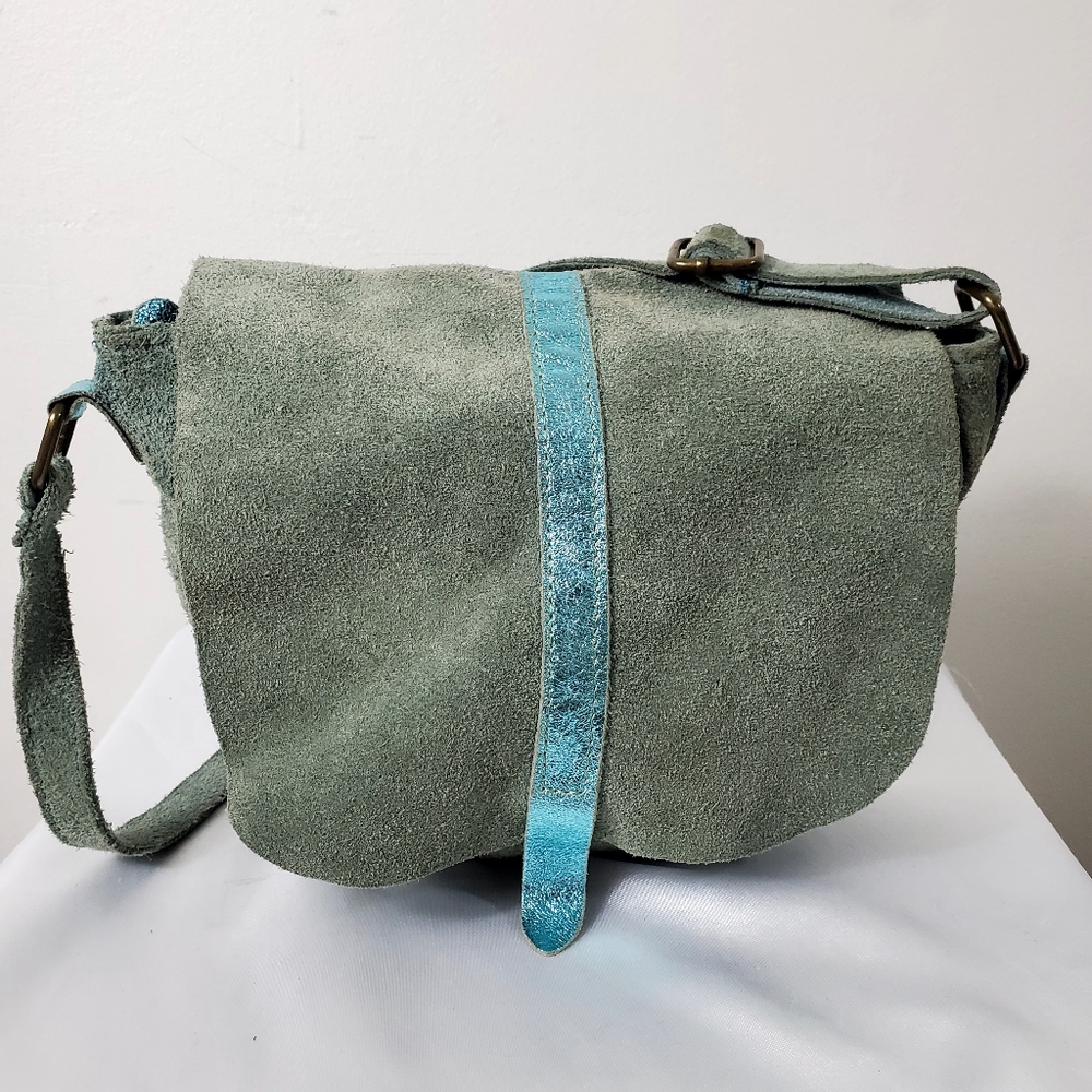 CINNAMON Crossbody leather bag  khaki green, made in Italy